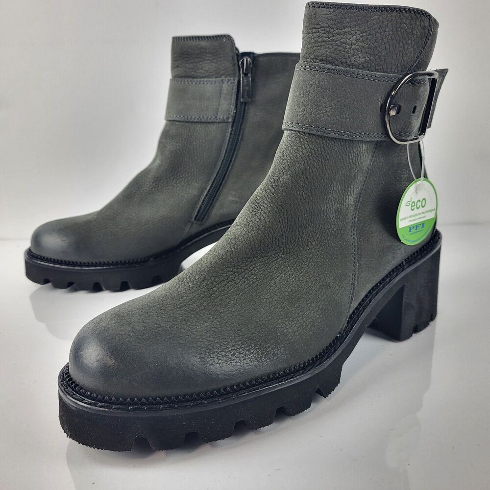 Paul Green Halo Bootie PLATFORM CHUNKY Iron Grained Nubuck COMFORT 6 UK 8.5 US